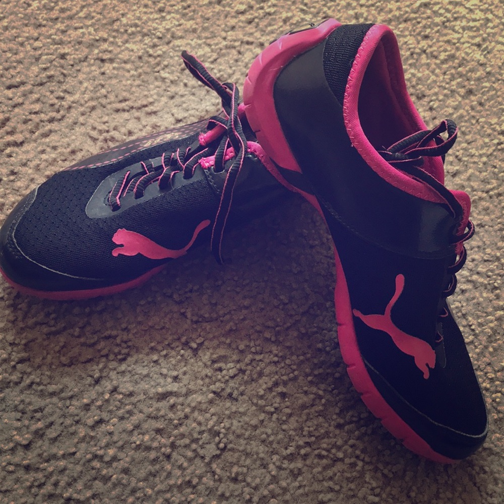 Pink puma running shoes